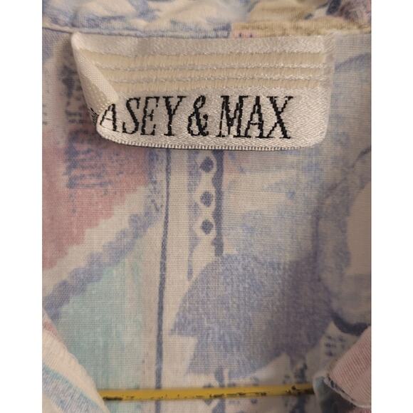 Vintage 80s Casey & Max Pastel Floral Blouse Sz Small Kitschy Grannycore Retro - Picture 5 of 10